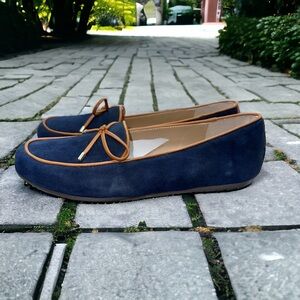 NEW Crown & Ivy Navy/Natural Suede Loafer/Flat w/Box, Size 6.5